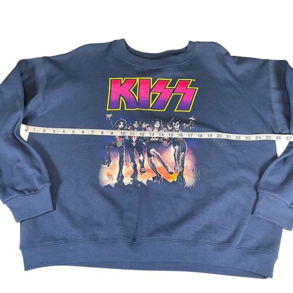 KISS Band Graphic Crewneck Sweatshirt Blue XL Rock Music Retro 60/40 Blend New - Picture 6 of 12